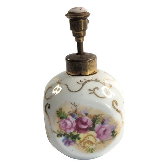 Vintage Wales Atomizer Perfume Bottle Floral Porcelain Japan - Picture 4 of 8